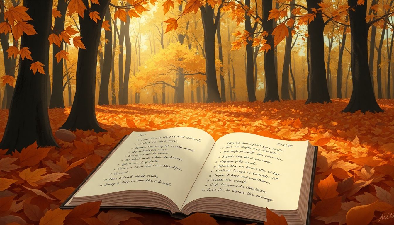 Autumn woods with a journal for reflection.