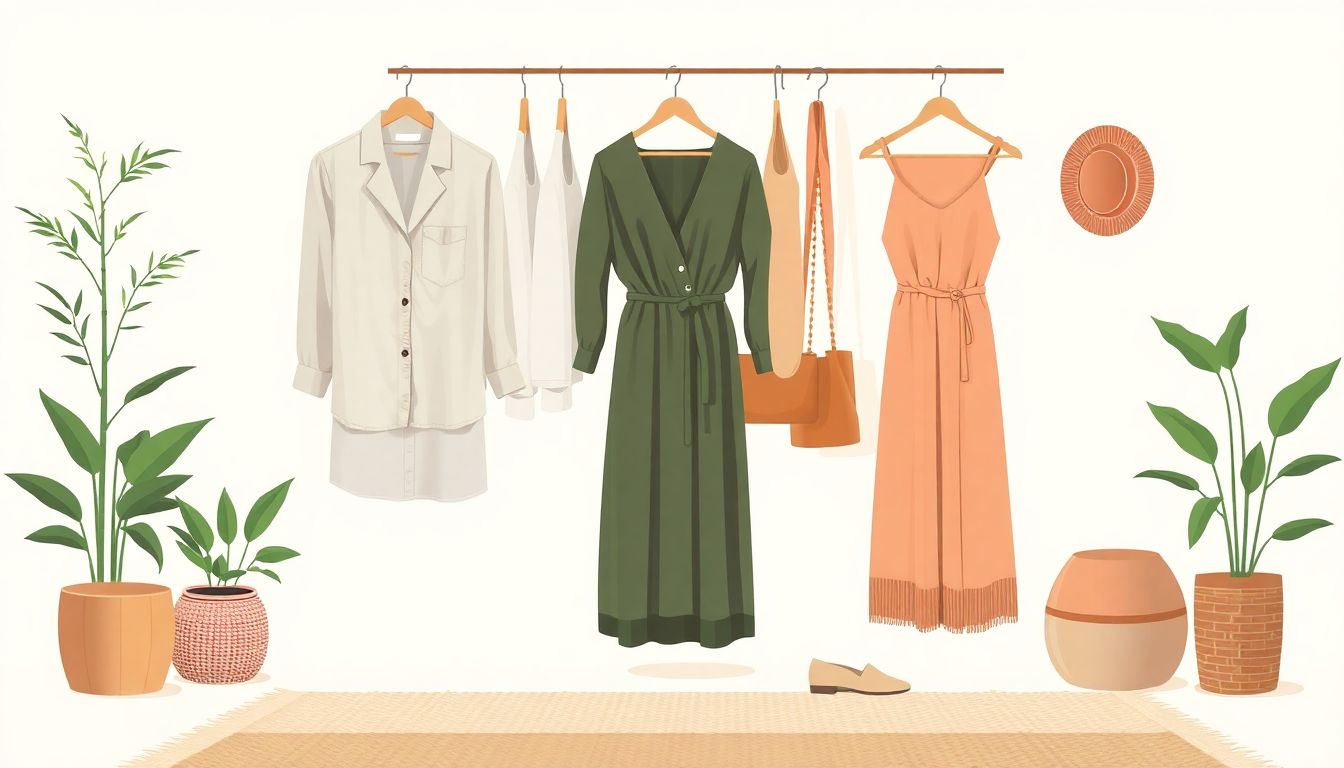 "Elegant wardrobe showcasing sustainable fashion choices."
