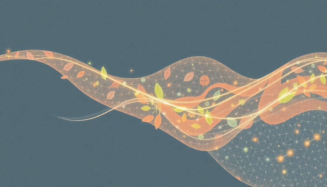 "Elegant fabric blending nature-inspired patterns with technology."