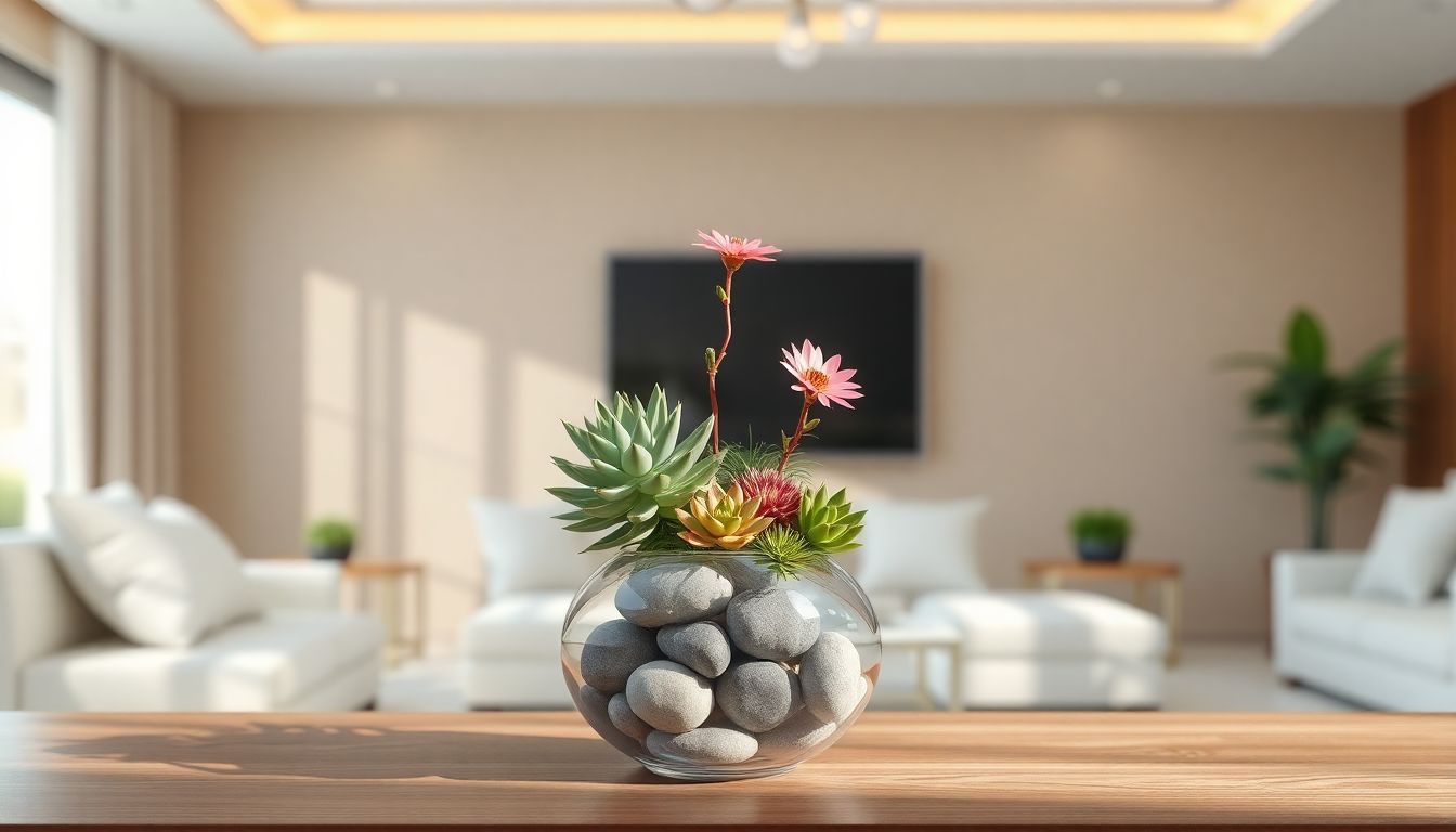 Elegant indoor plant arrangement in modern living room.