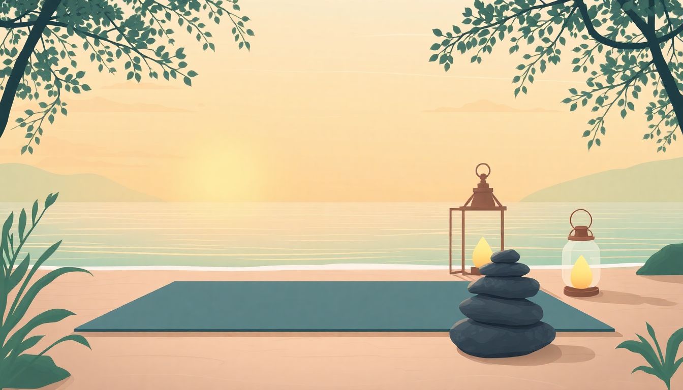 Tranquil wellness retreat with nature, yoga, and meditation.