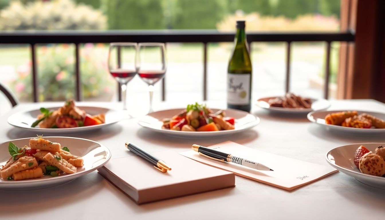 Elegant table setting for culinary feedback gathering.