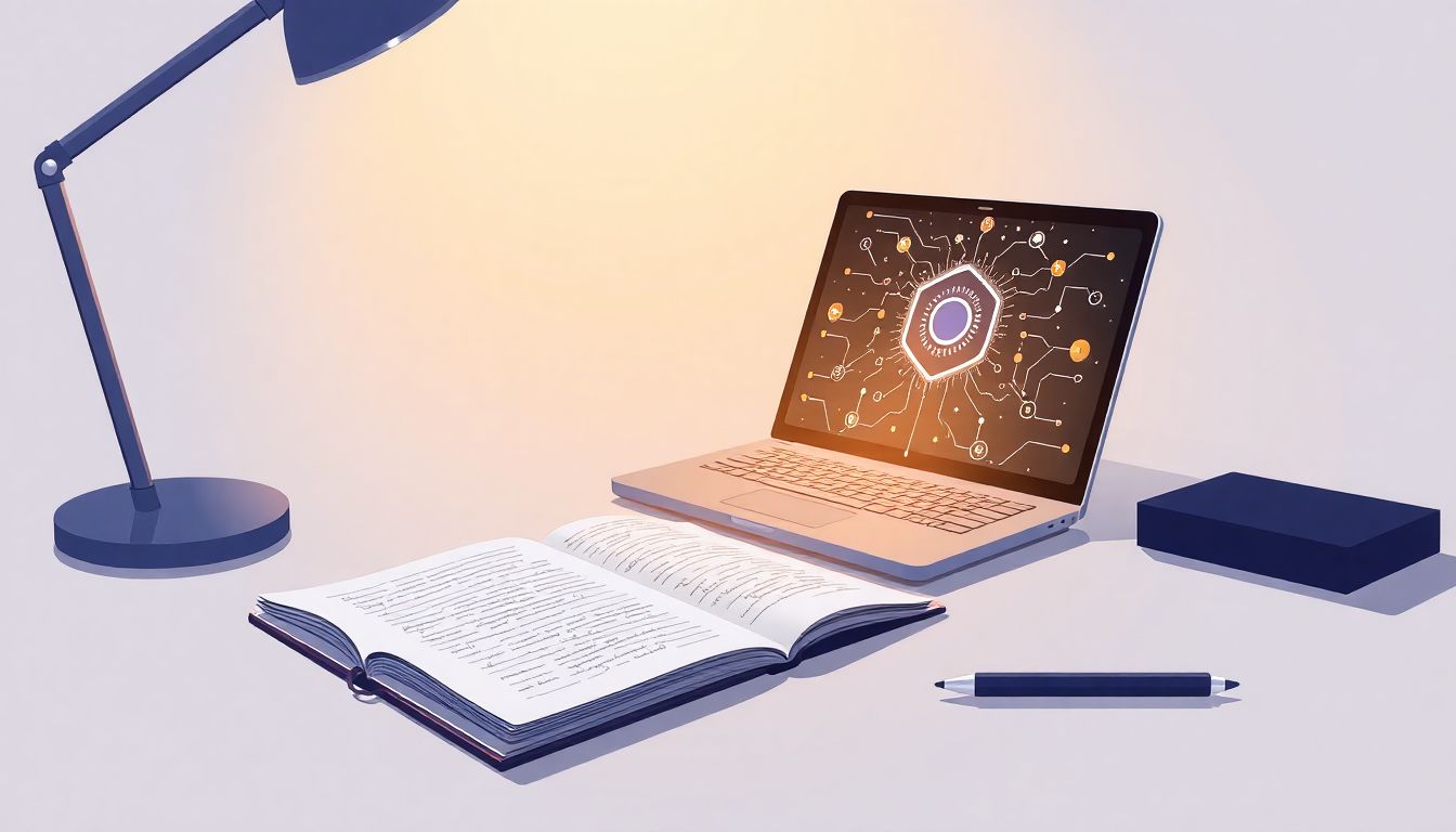 Future freelance writing workspace enhanced by AI.