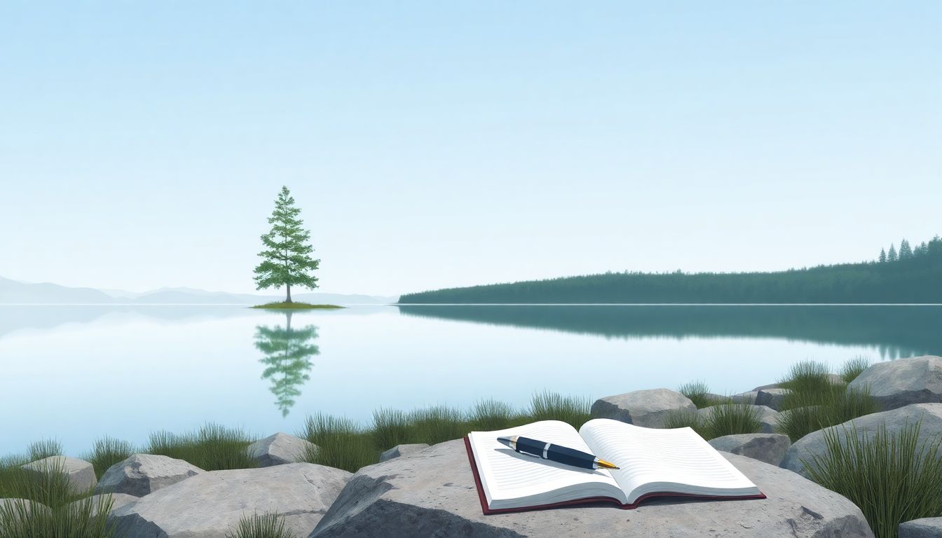 "Calm lake and tree symbolize crisis communication."