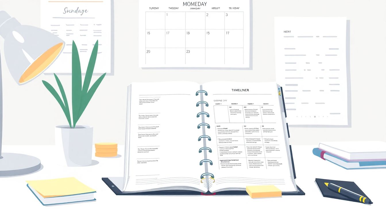 Serene workspace for organized event planning.