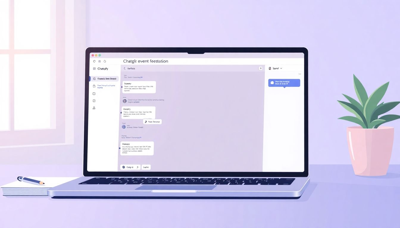 Serene workspace for event planning with AI.