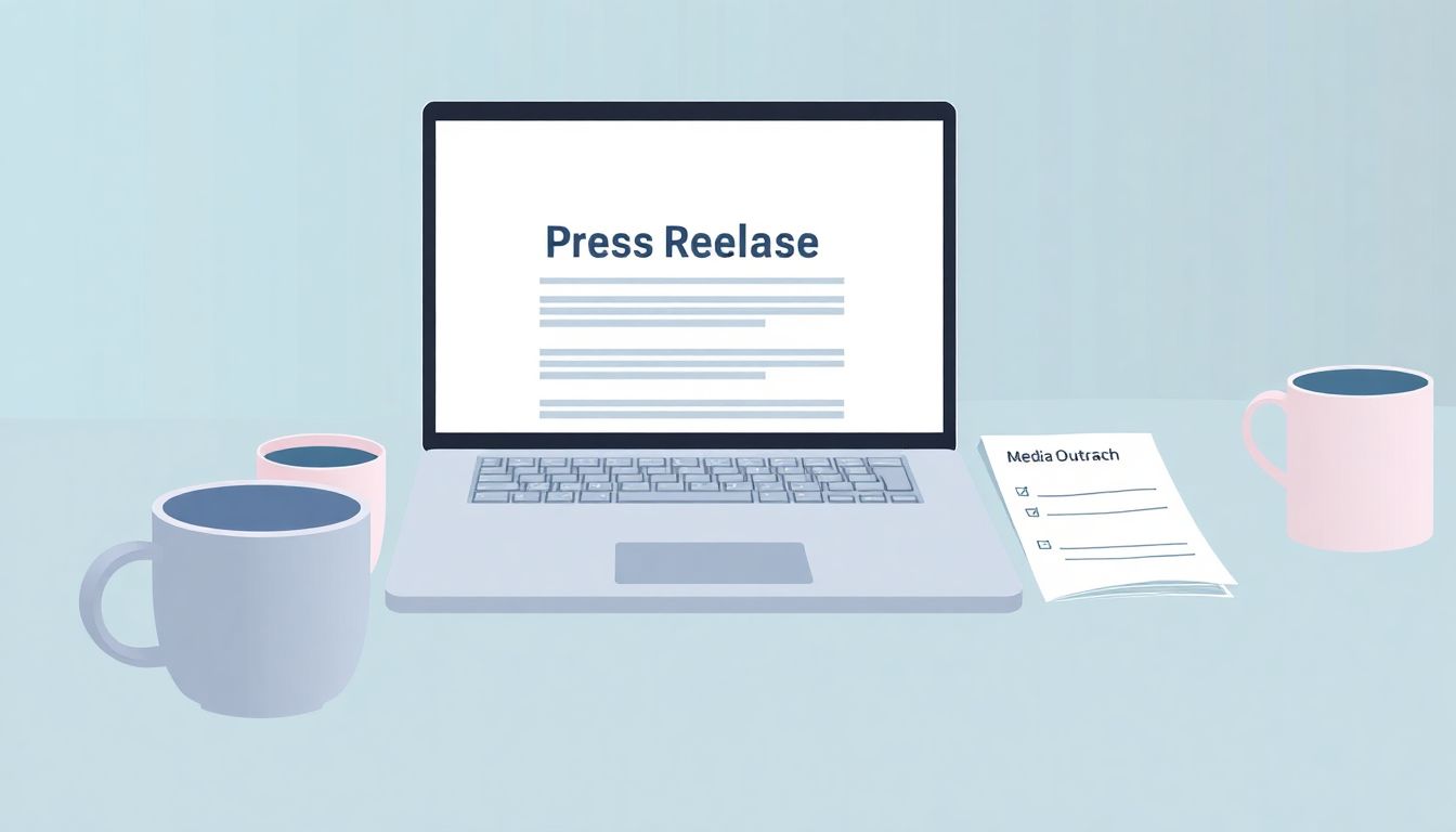 AI-assisted press release distribution in a workspace.