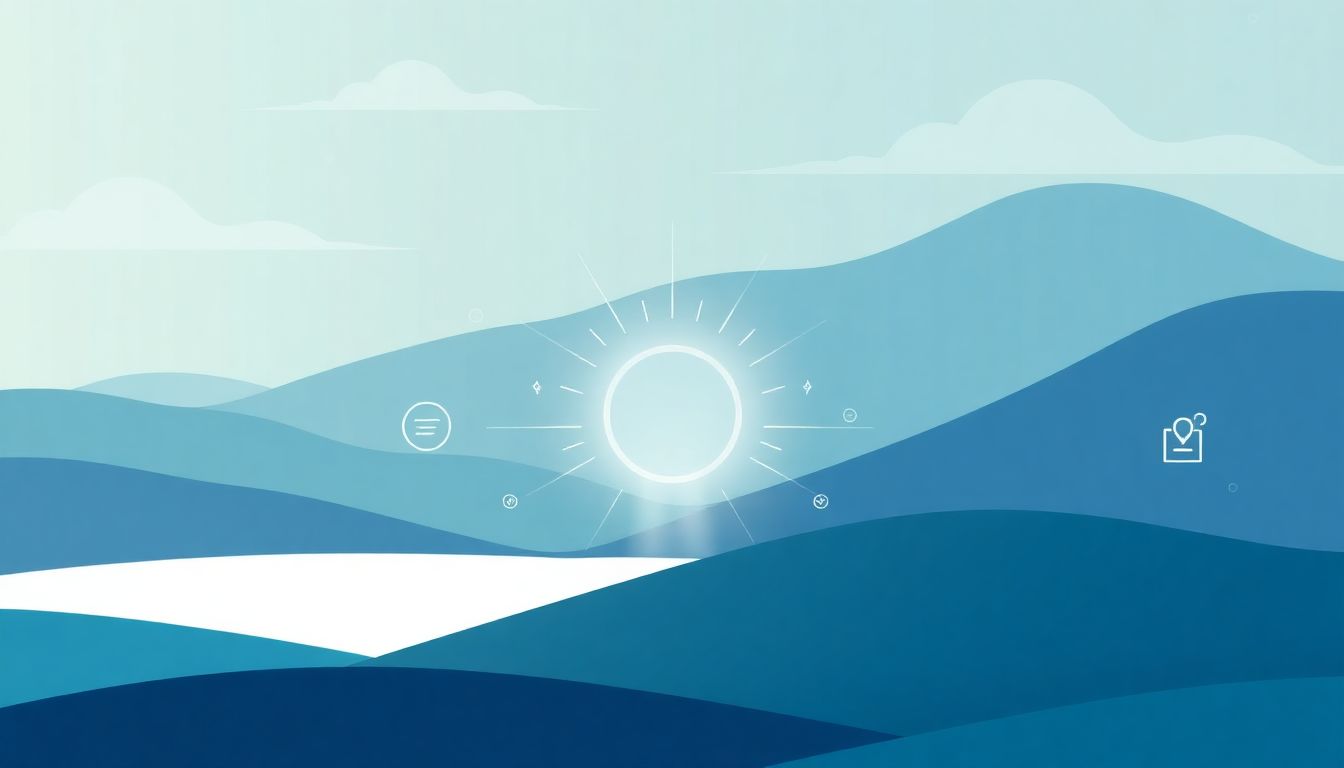 AI-driven disaster recovery in a serene landscape.