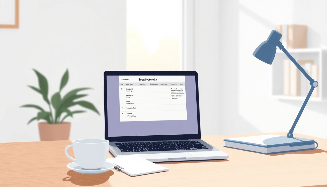 Serene workspace with laptop, coffee, and notepad.