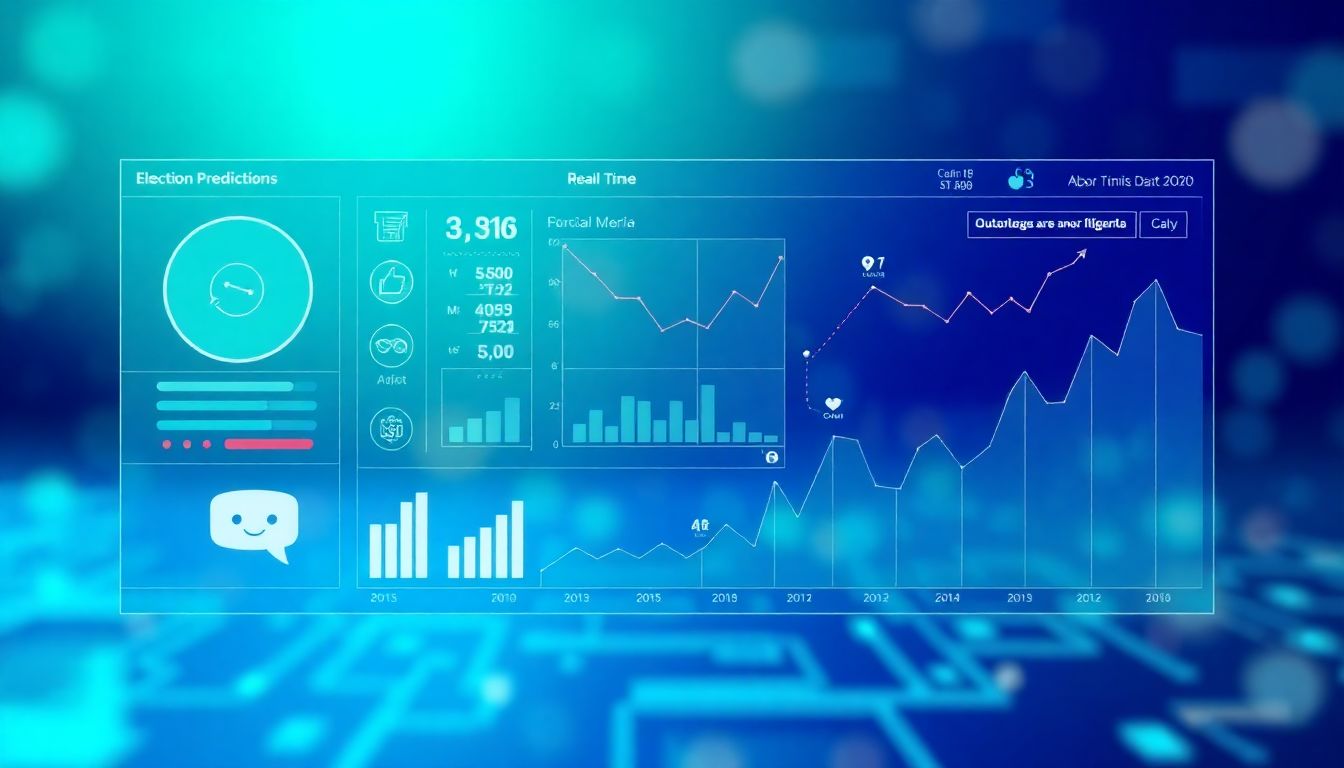 Futuristic AI dashboard for election predictions.