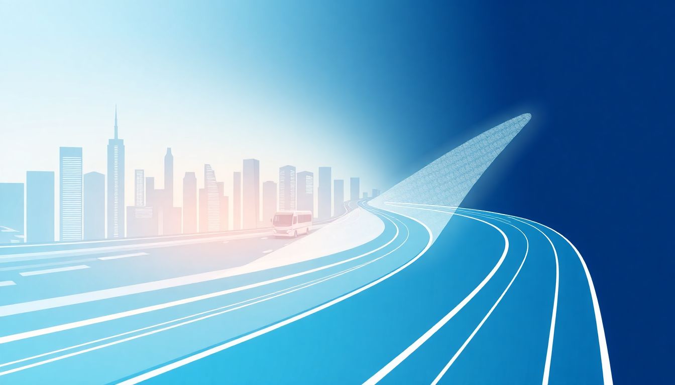 "Futuristic cityscape illustrating AI in transportation."