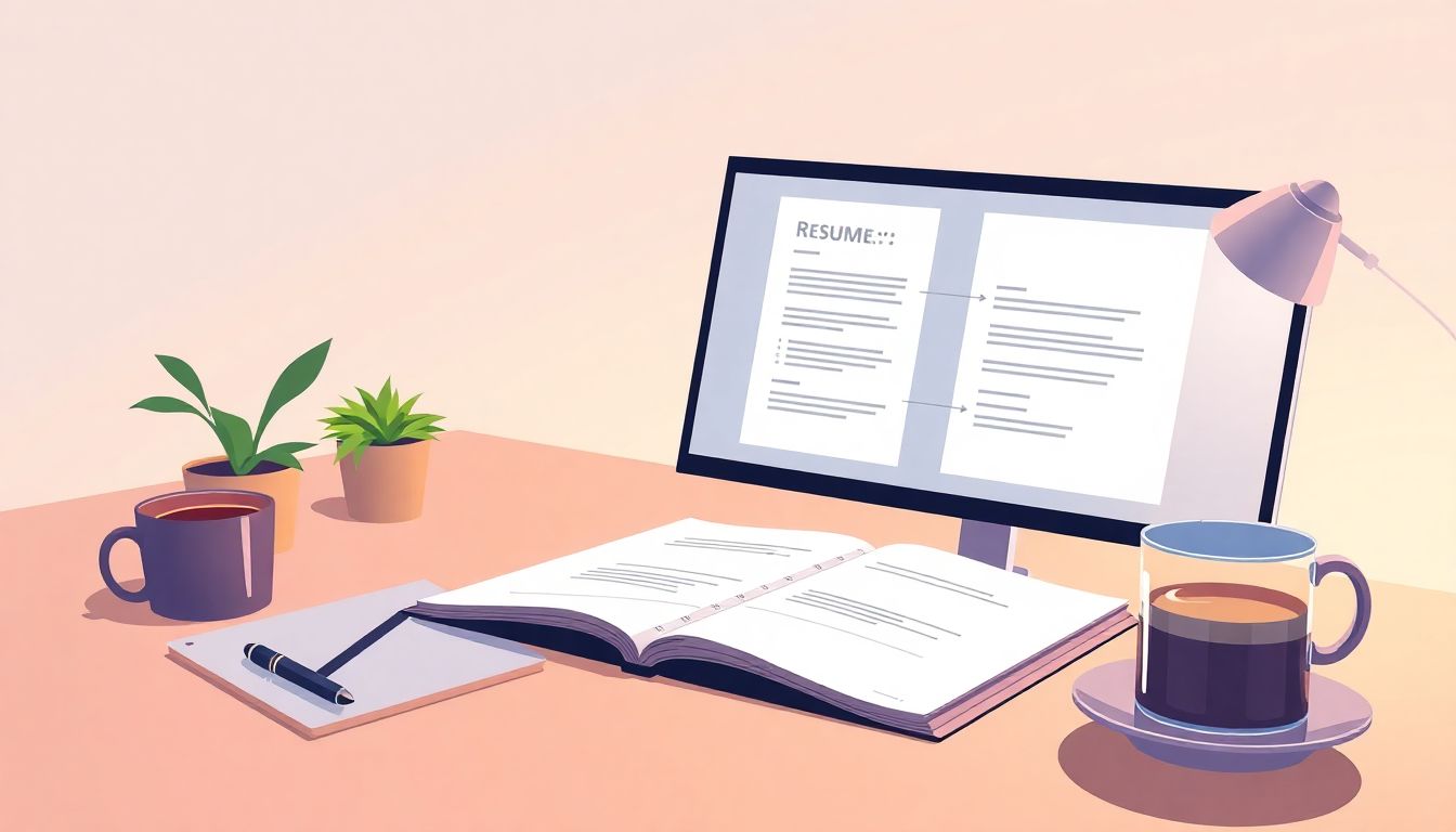 Minimalist workspace for resume and cover letter creation.