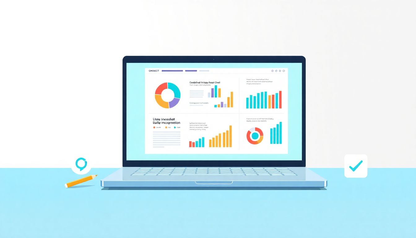 Minimalist illustration of infographic design tools.