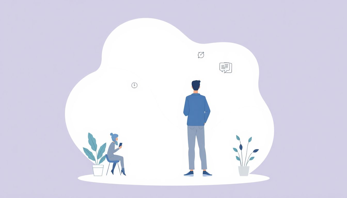 Minimalist illustration of SaaS themes in soft tones.