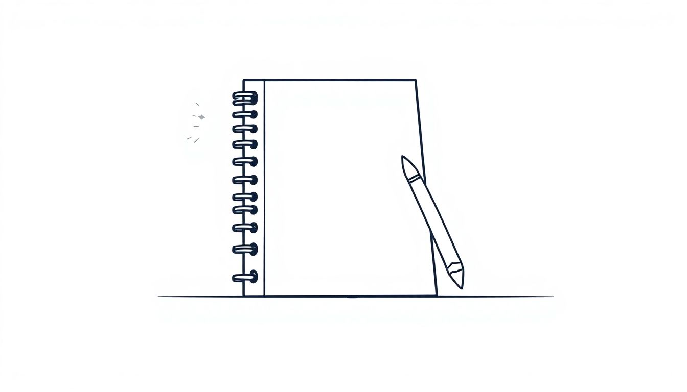 Minimalist illustration of organized writing tools.